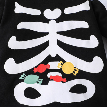 Baby Black Skeleton Print Jumpsuit Gro & Hat (Age Newborn - 18M)