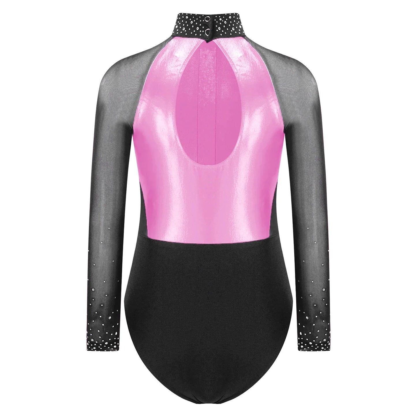 Girls Dance Performance Costume Long Sleeve Rhinestone Leotard (Age 6-16 YRS)