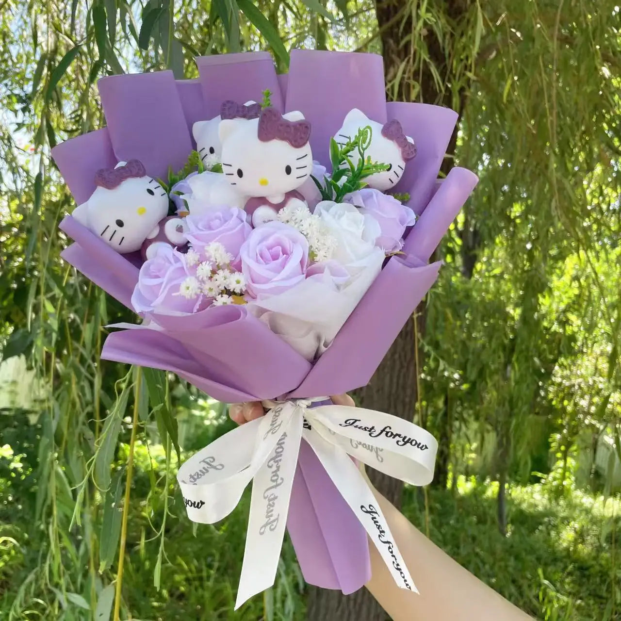 Plush Miss Kitty Stuffed Gift Flower Bouquet