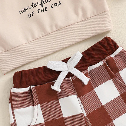 Baby/Toddler Boys Christmas Dinosaur Top & Checked Trousers Outfit (Age 6M-3YRS)