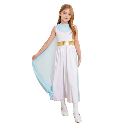 Girls Roman Grecian Athena Split Costume Dress (Age 6-16 YRS)