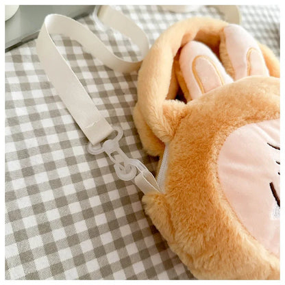 Labubu Plush Crossbody Bag | Soft Kawaii Shoulder Bag with Zipper