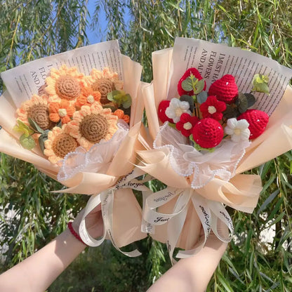 Plush Strawberry Orange Stuffed Flower Gift Bouquets - 40cm