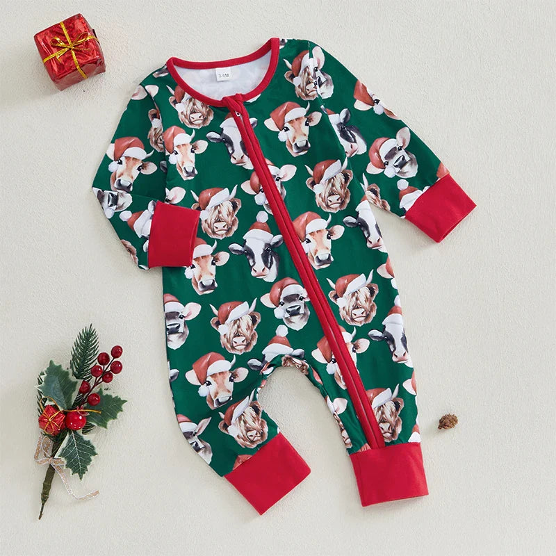 Baby Girls/Boys Christmas Print Romper (Age Newborn-12M)