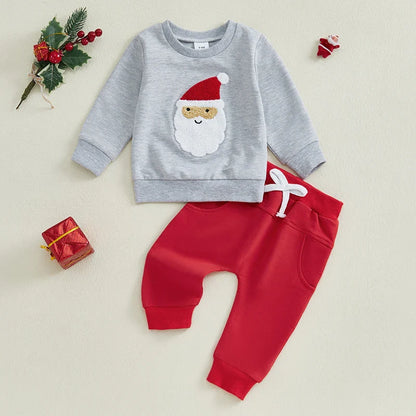 Baby Boys Santa Sweatshirt & Sweatpants Christmas Outfit (Age Newborn-24M)
