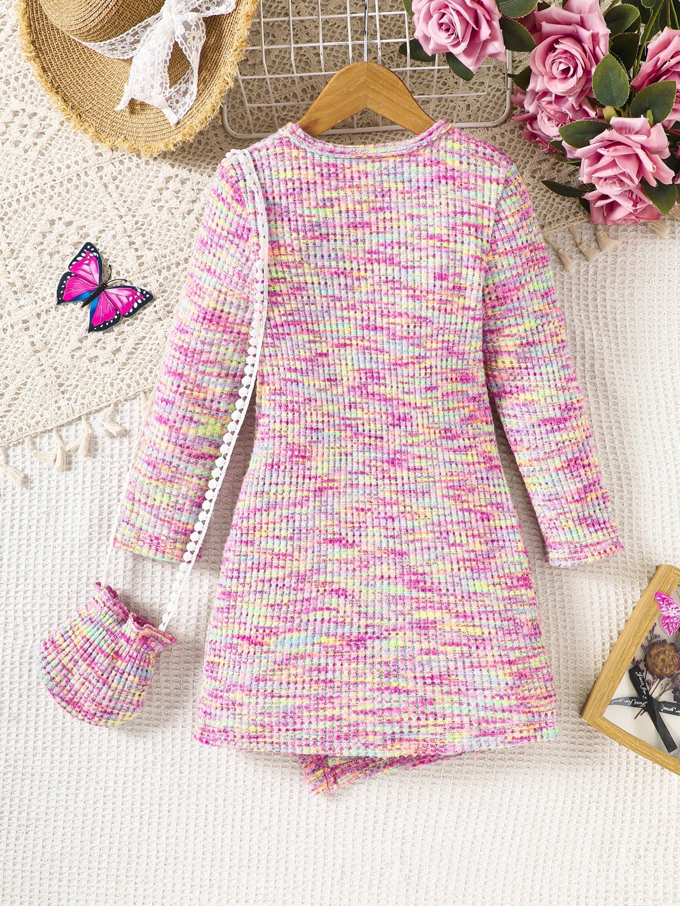 Girls Long Sleeved Knitted Dresses & Handbag (Age 4-7 YRS)