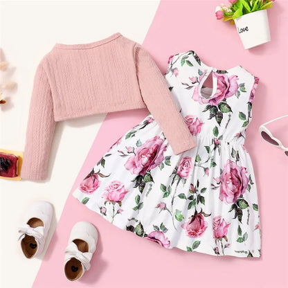Baby/Toddler Floral Print Dress & Cardigan Set (Age 6M-3YRS)