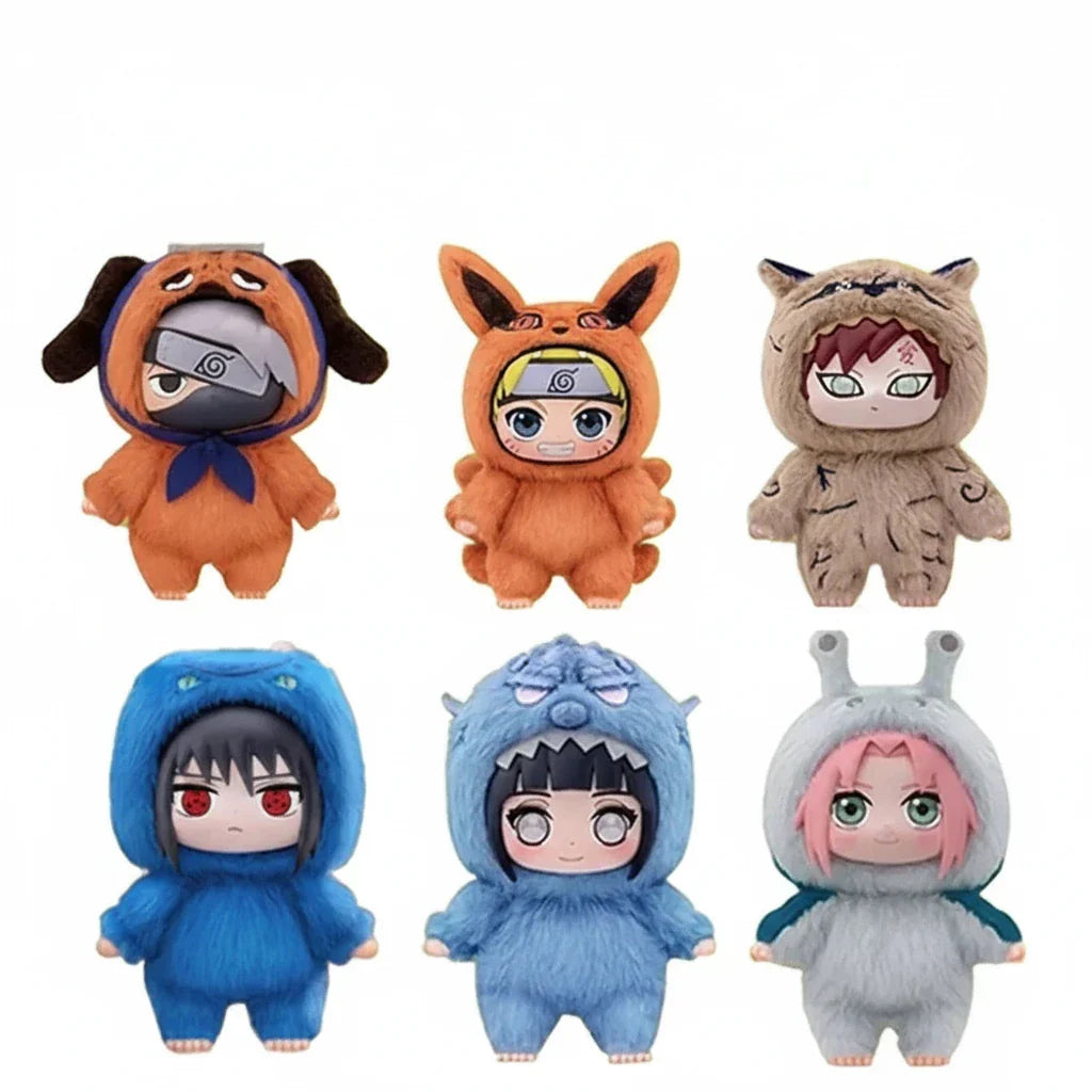 Naruto Beast Party Plush Keychain Blind Box, no box Random 6PCS
