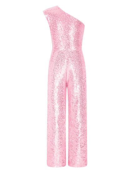 Girls Sequin One Shoulder Jumpsuit (Age 6-16YRS)