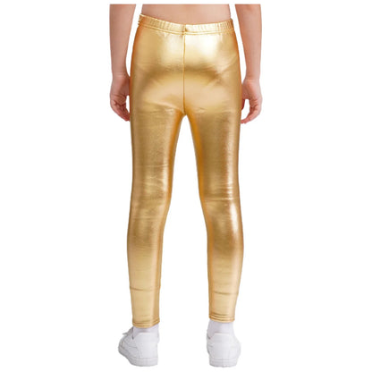 Girls Metallic Warm Fleece-Lined Elastic Waistband Leggings (Age 18M-10 YRS)