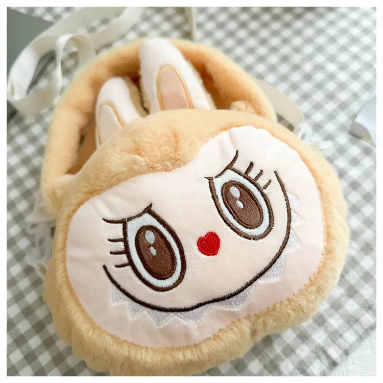 Labubu Plush Crossbody Bag | Soft Kawaii Shoulder Bag with Zipper