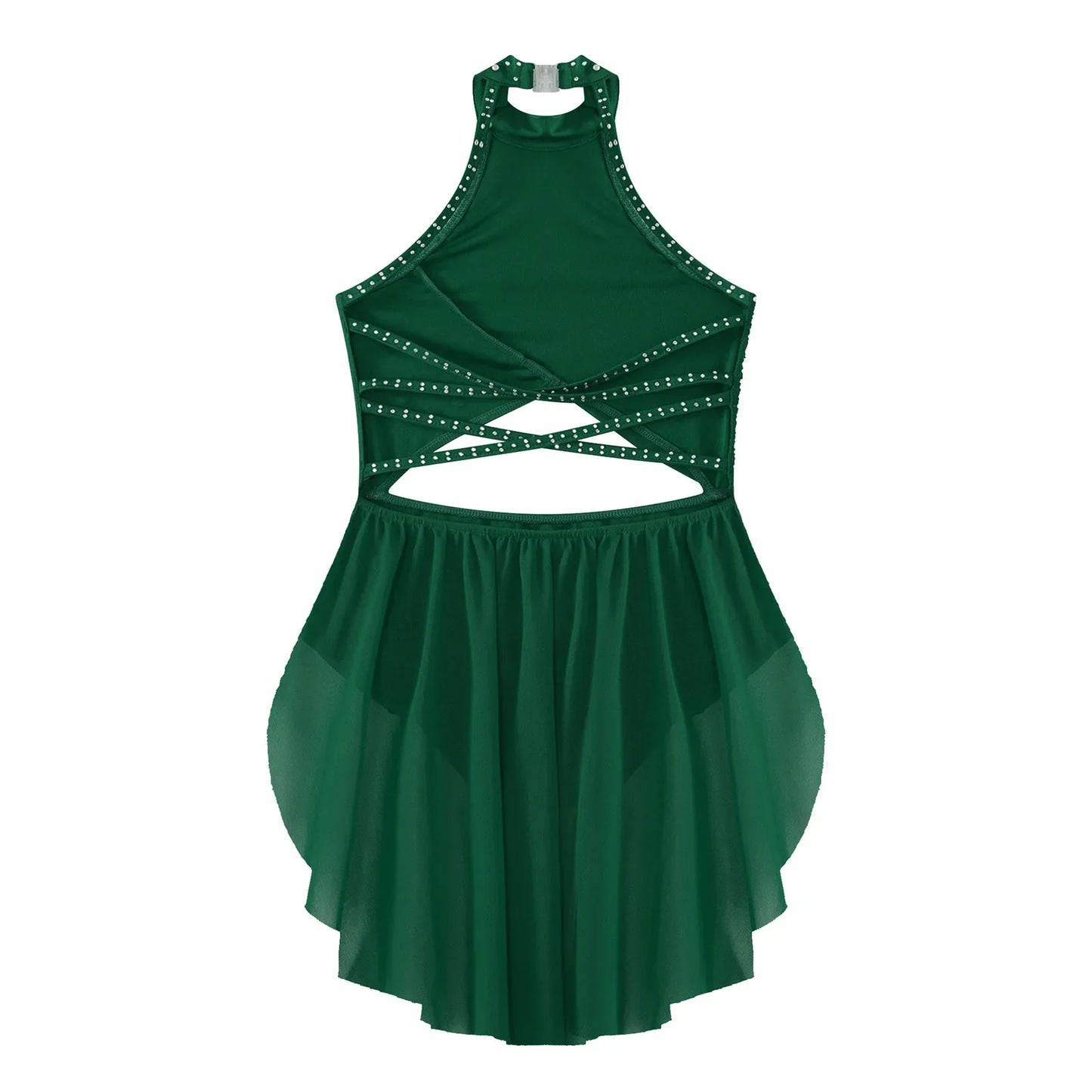 Girls Dance Rhinestone Dress Costume (Age 6-16YRS)