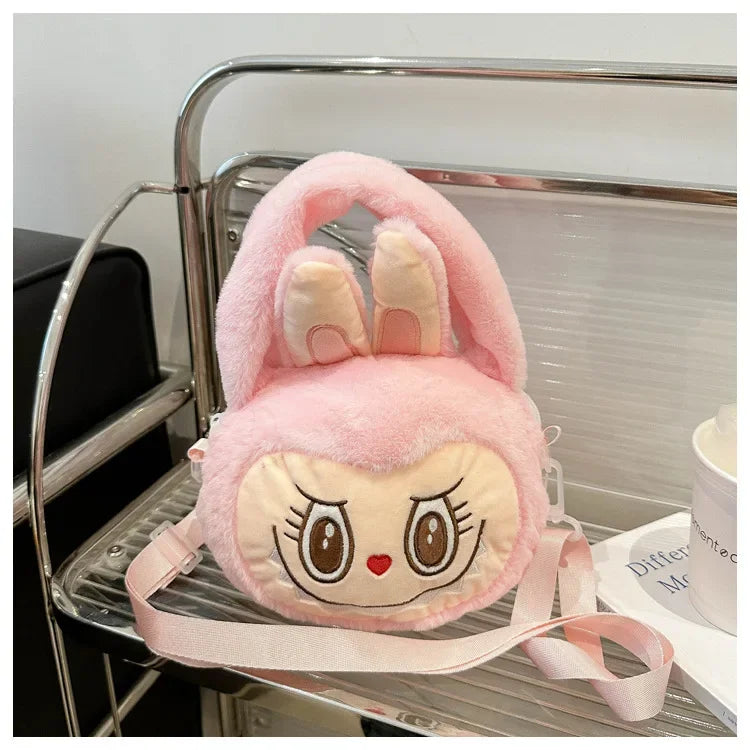 Labubu Plush Crossbody Bag | Soft Kawaii Shoulder Bag with Zipper