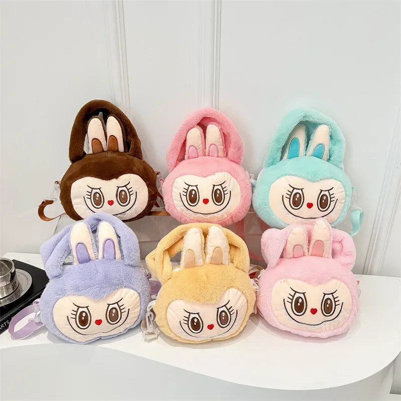 Labubu Plush Crossbody Bag | Soft Kawaii Shoulder Bag with Zipper
