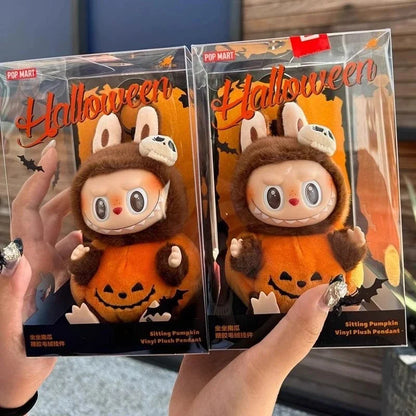POP MART Labubu Happy Halloween Party Series-Sitting Pumpkin Vinyl Plush Pendant