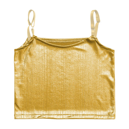 Girls Metallic Shiny Vest Crop Top (Age 24M-16 YRS)