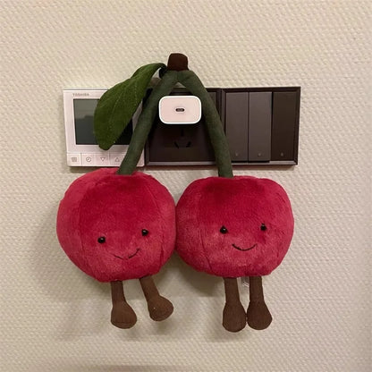 Plush Cherry Stuffed Toy Keychain Pendant - 10cm