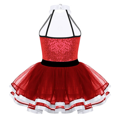 Girls Dance Sleeveless Sequin Leotard Dress (Age 4-14 YRS)