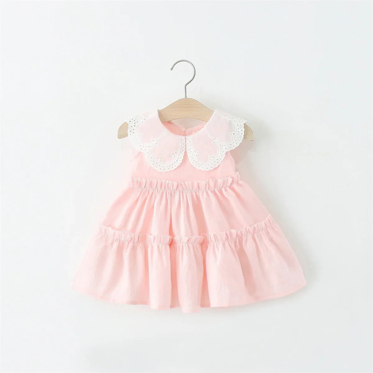 Baby/Toddler Girls Sleeveless Ruffle Collar Dress (Age 9M-4YRS) Pink