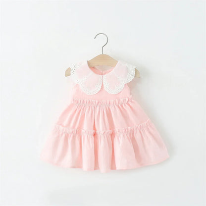 Baby/Toddler Girls Sleeveless Ruffle Collar Dress (Age 9M-4YRS) Pink