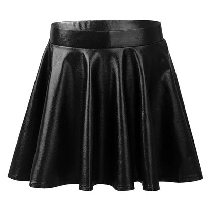Girls Metallic Flared Pleated A-Line Mini Skater Skirt (Age 6-14 YRS)