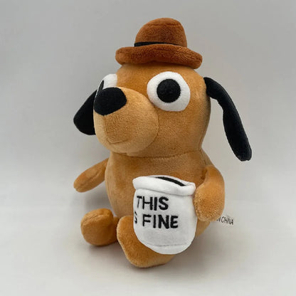 Plush This Is Fine Meme Coffee Dog Stuffed Toy - 25cm