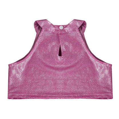 Girls Metallic Shiny Sleeveless Crop Top (Age 24M-16 YRS)