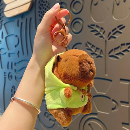 Plush Cute Capybara Stuffed Toy Hoodie with Wings - 12cm Green-Hoodie B