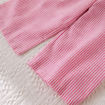 Girls' Pink Stripe Sleeveless Vest Top & Trousers Set (Age 3-7 YRS)