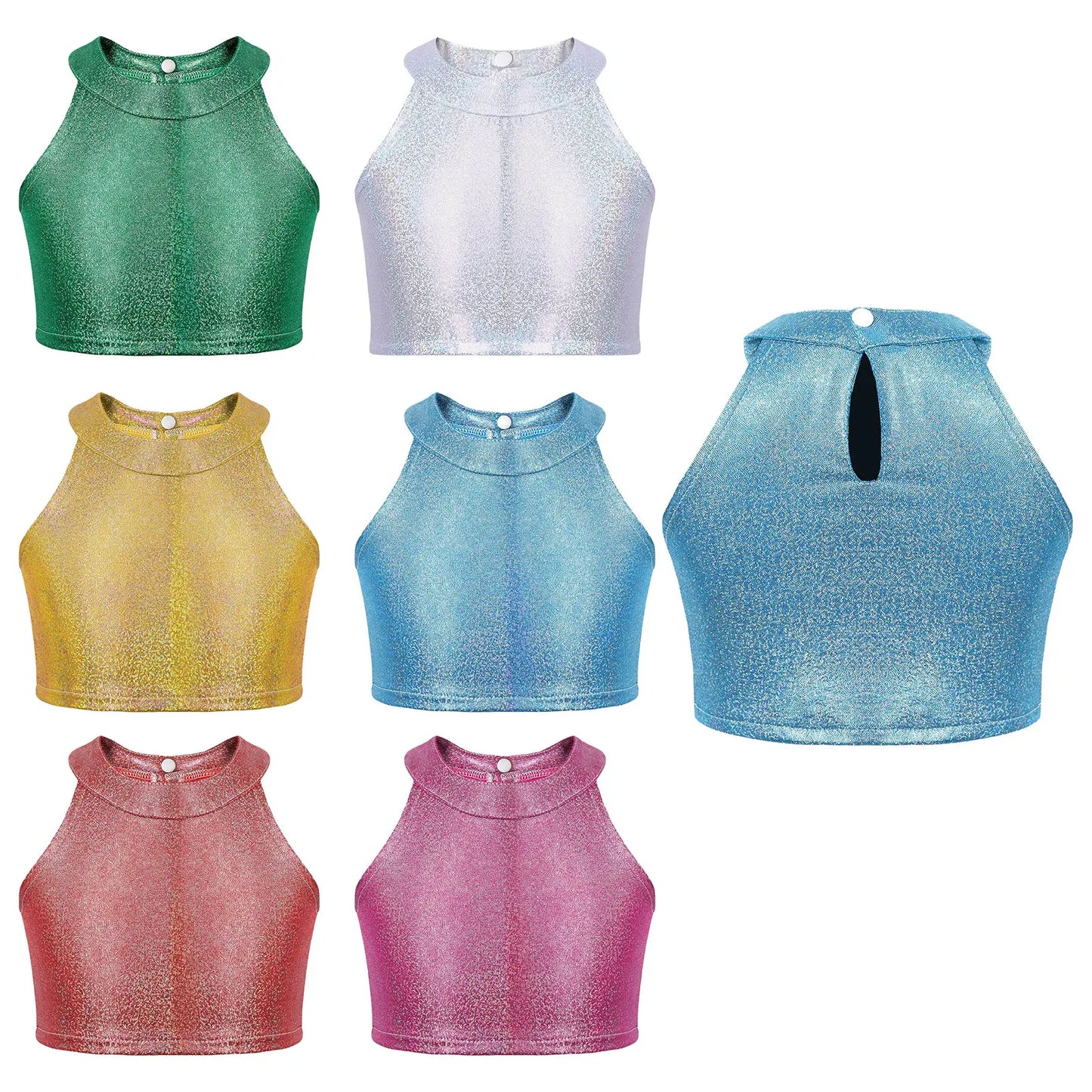 Girls Metallic Shiny Sleeveless Crop Top (Age 24M-16 YRS)