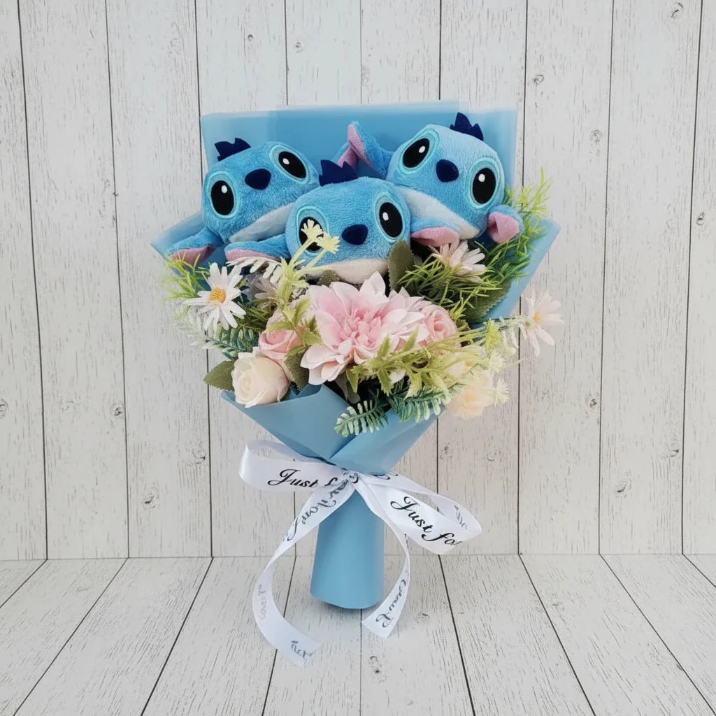 Disney Lilo & Angel Plush Bouquet | Cute Anime Stitch Plush Dolls - Valentines Gift Multi 4