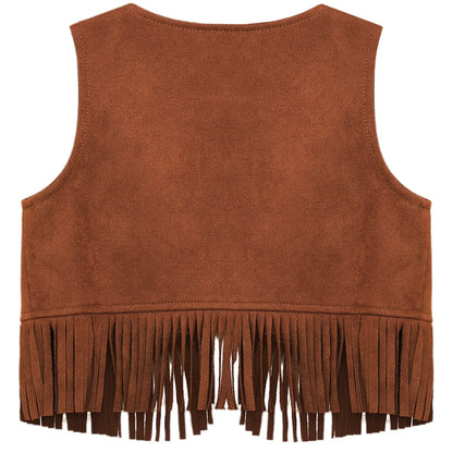Baby Boys/Girls Western Cowboy Suede Tassels Vest (Age Newborn-24M)