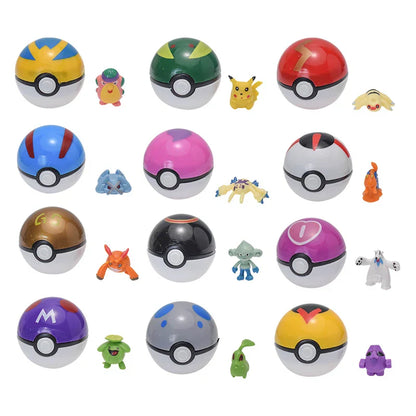 Petelf GO Poké Ball Toys – Pokémon 12 Pack with Figures | Collectible Battle Set