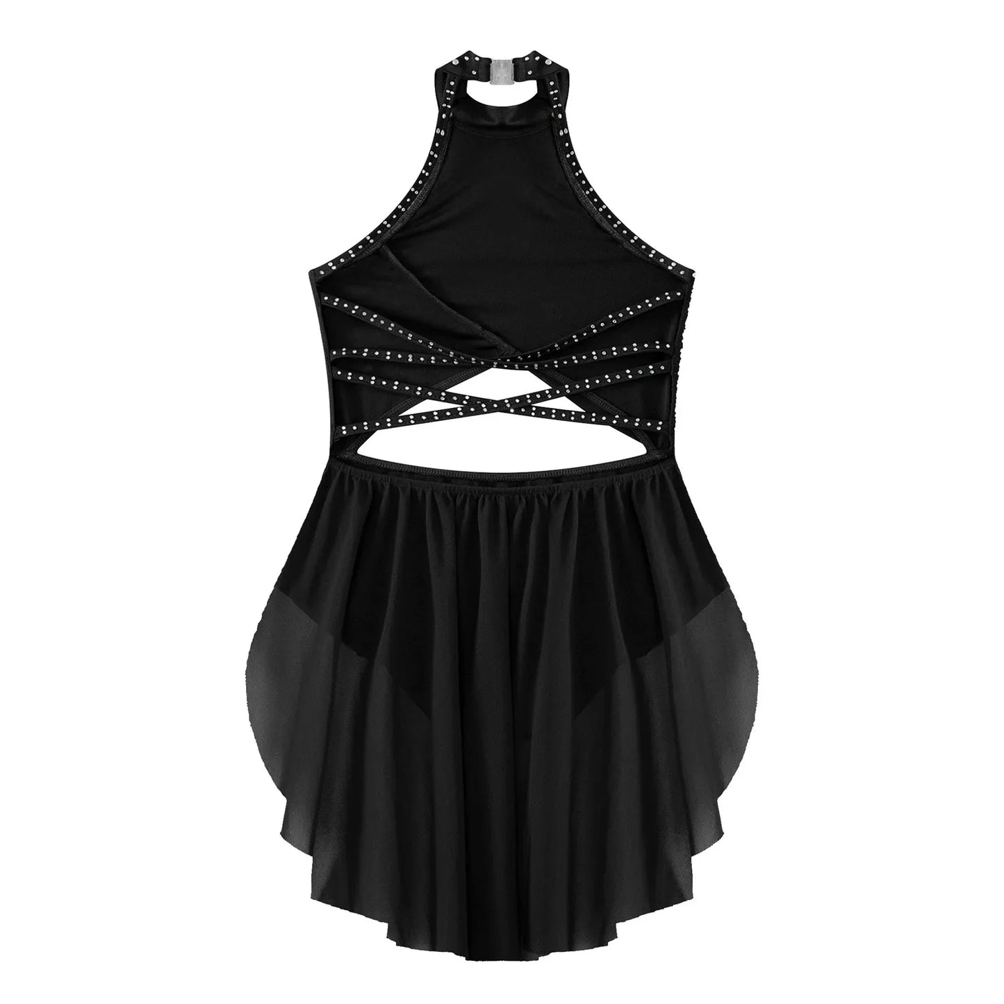 Girls Dance Rhinestone Dress Costume (Age 6-16YRS)