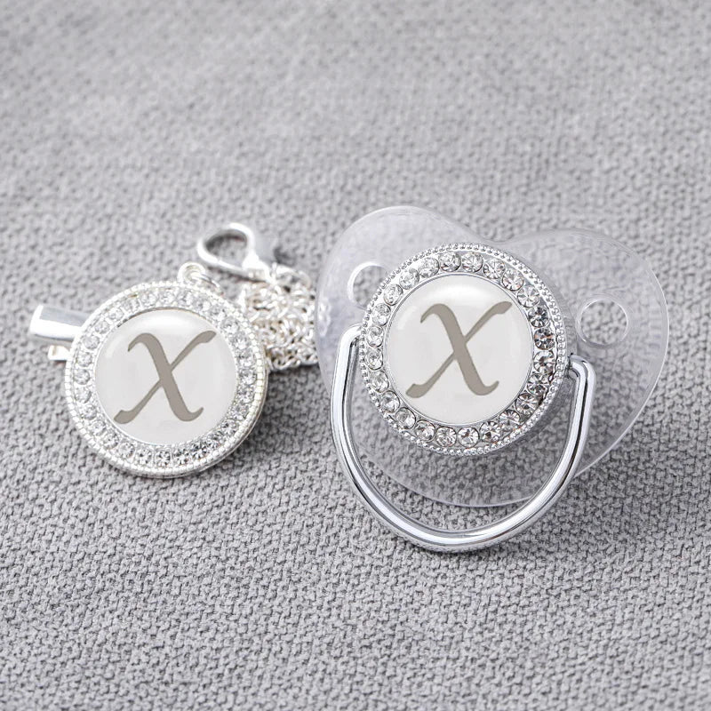 Baby Personalized Rhinestone Pacifier Luxury Clips