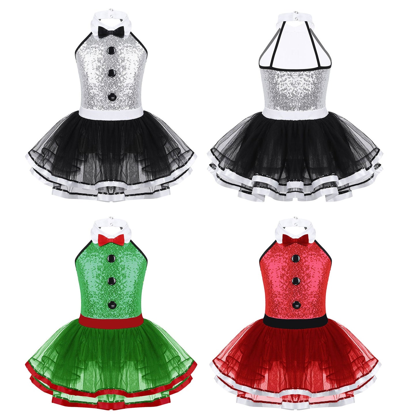 Girls Dance Sleeveless Sequin Leotard Dress (Age 4-14 YRS)