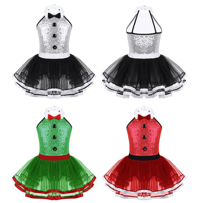 Girls Dance Sleeveless Sequin Leotard Dress (Age 4-14 YRS)