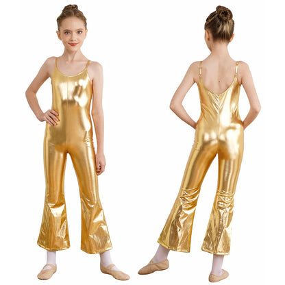 Girls Metallic Gymnastic Jumpsuit (Age 4-16YRS)
