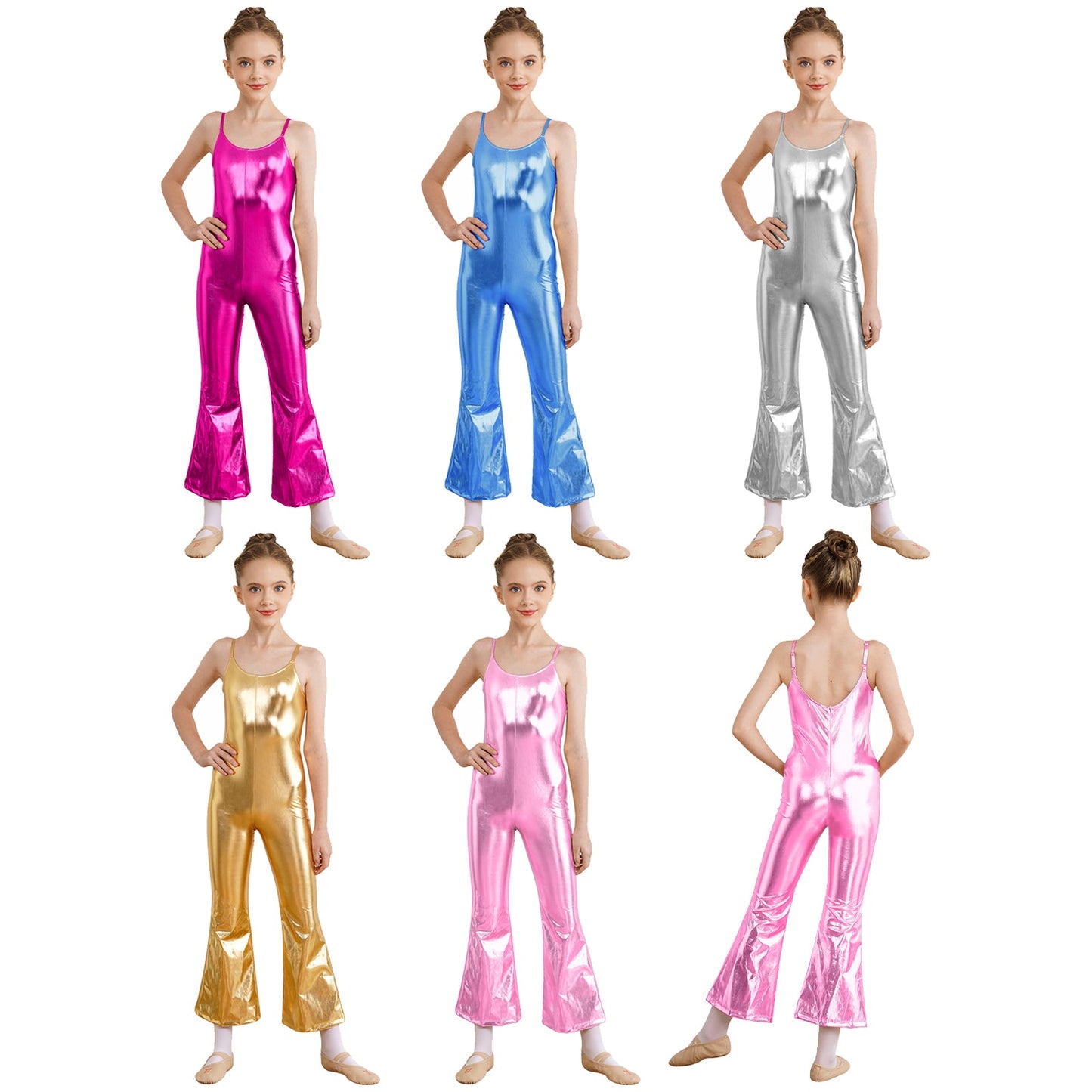 Girls Metallic Gymnastic Jumpsuit (Age 4-16YRS)