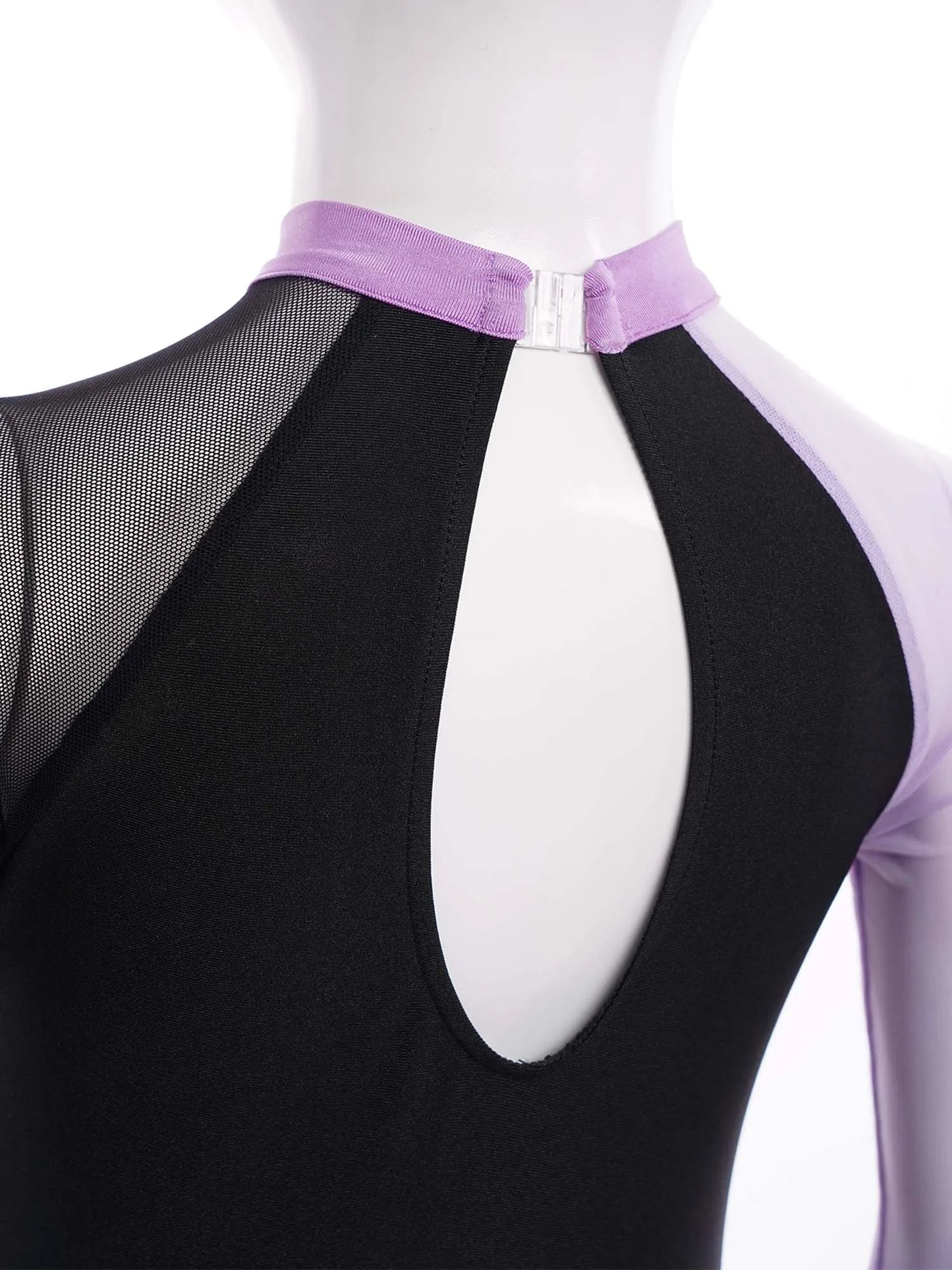 Girls Ballet Dance Leotard Gymnastics  Rhinestones Sheer Mesh Long Sleeve (Age 4-16 YRS)
