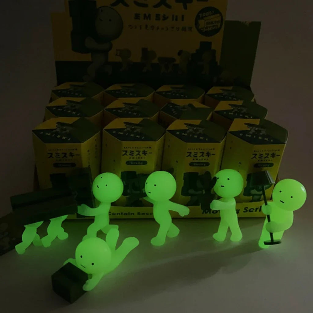 Smiski Life Worker Series – Glow-in-the-Dark Hippers Blind Box Figures | 12-Piece Tabletop Collectibles