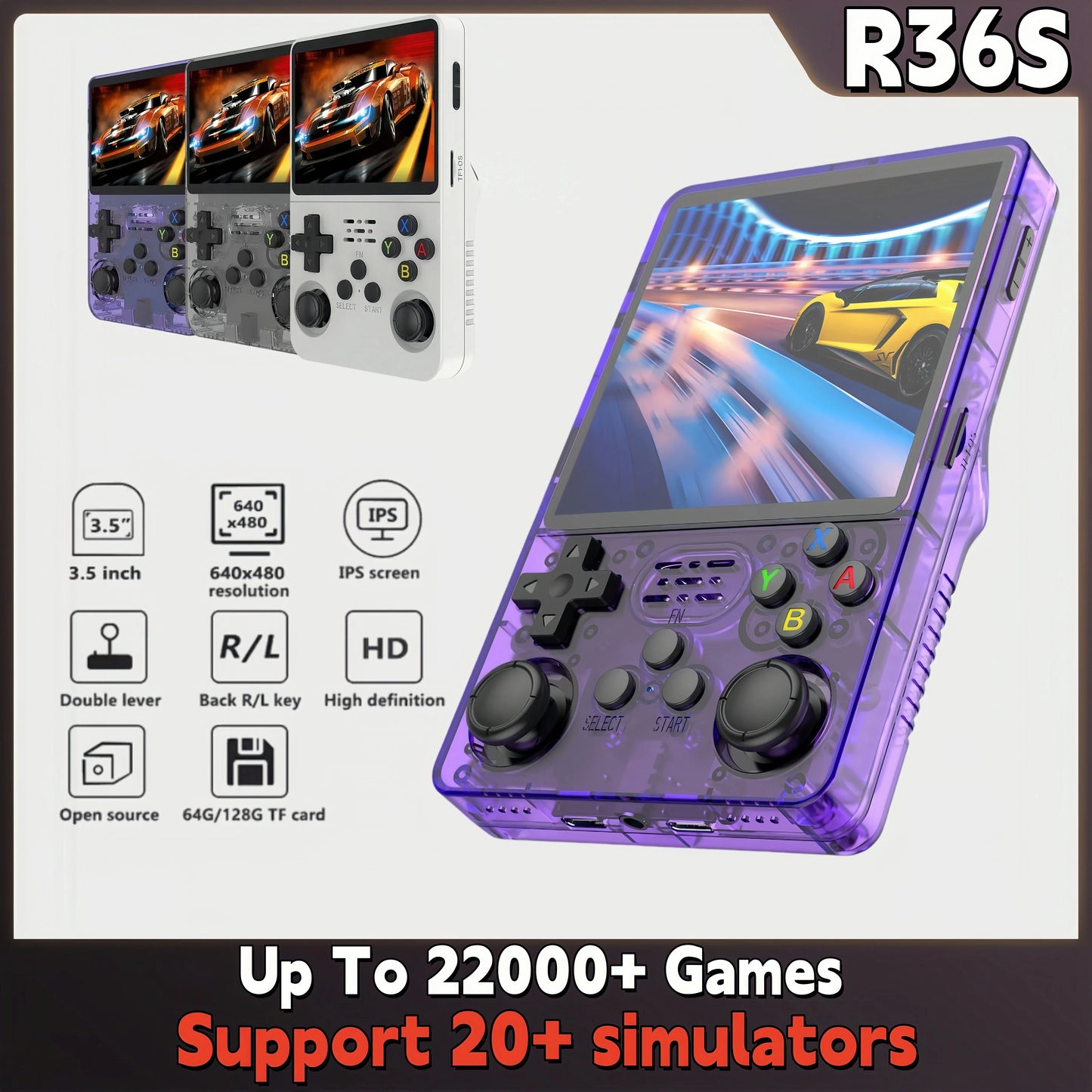 Retro R36S Handheld Video Game Console – 3.5” IPS Screen | 128GB Pocket Player with 10,000+ Preloaded Games | Linux System