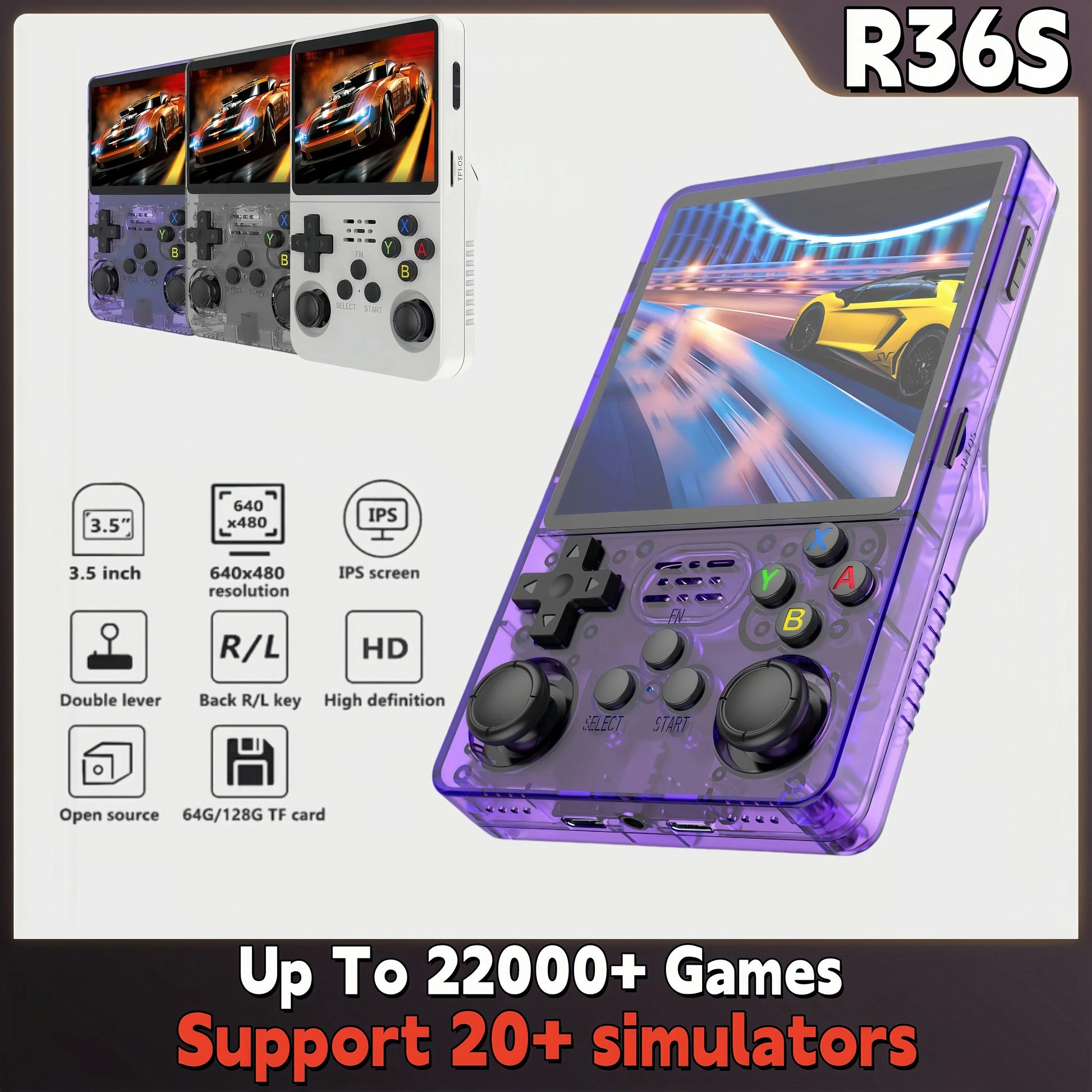Retro R36S Handheld Video Game Console – 3.5” IPS Screen | 128GB Pocket Player with 10,000+ Preloaded Games | Linux System