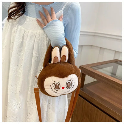 Labubu Plush Crossbody Bag | Soft Kawaii Shoulder Bag with Zipper