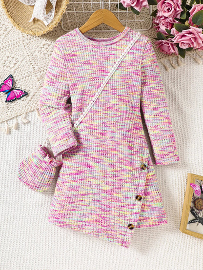 Girls Long Sleeved Knitted Dresses & Handbag (Age 4-7 YRS)