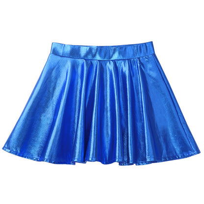 Girls Metallic Flared Pleated A-Line Mini Skater Skirt (Age 6-14 YRS)