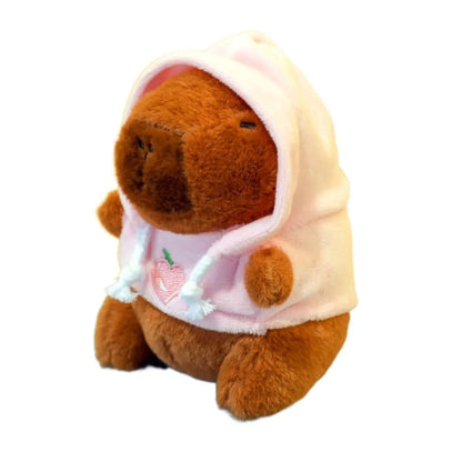 Plush Cute Capybara Stuffed Toy Hoodie with Wings - 12cm Pink-Hoodie
