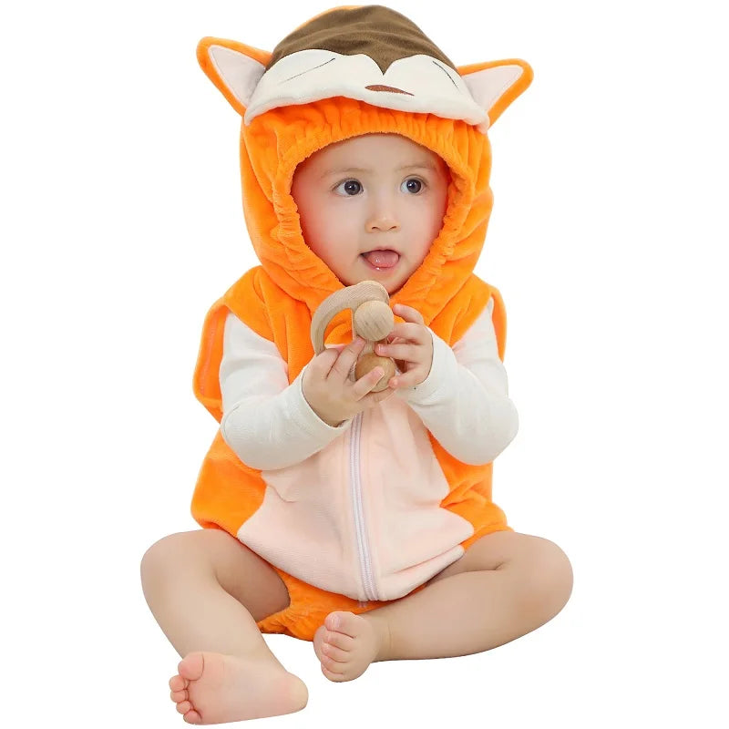 MICHLEY Spring Giraffe Baby Romper Bodysuit Sleeveless Newborn Clothes Infant Toddler Clothing Romper Halloween For Girl Boy C Fox