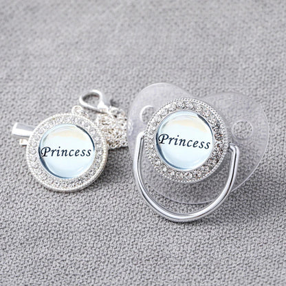 Baby Rhinestone Silver Luxury Pacifier Dummy Clips
