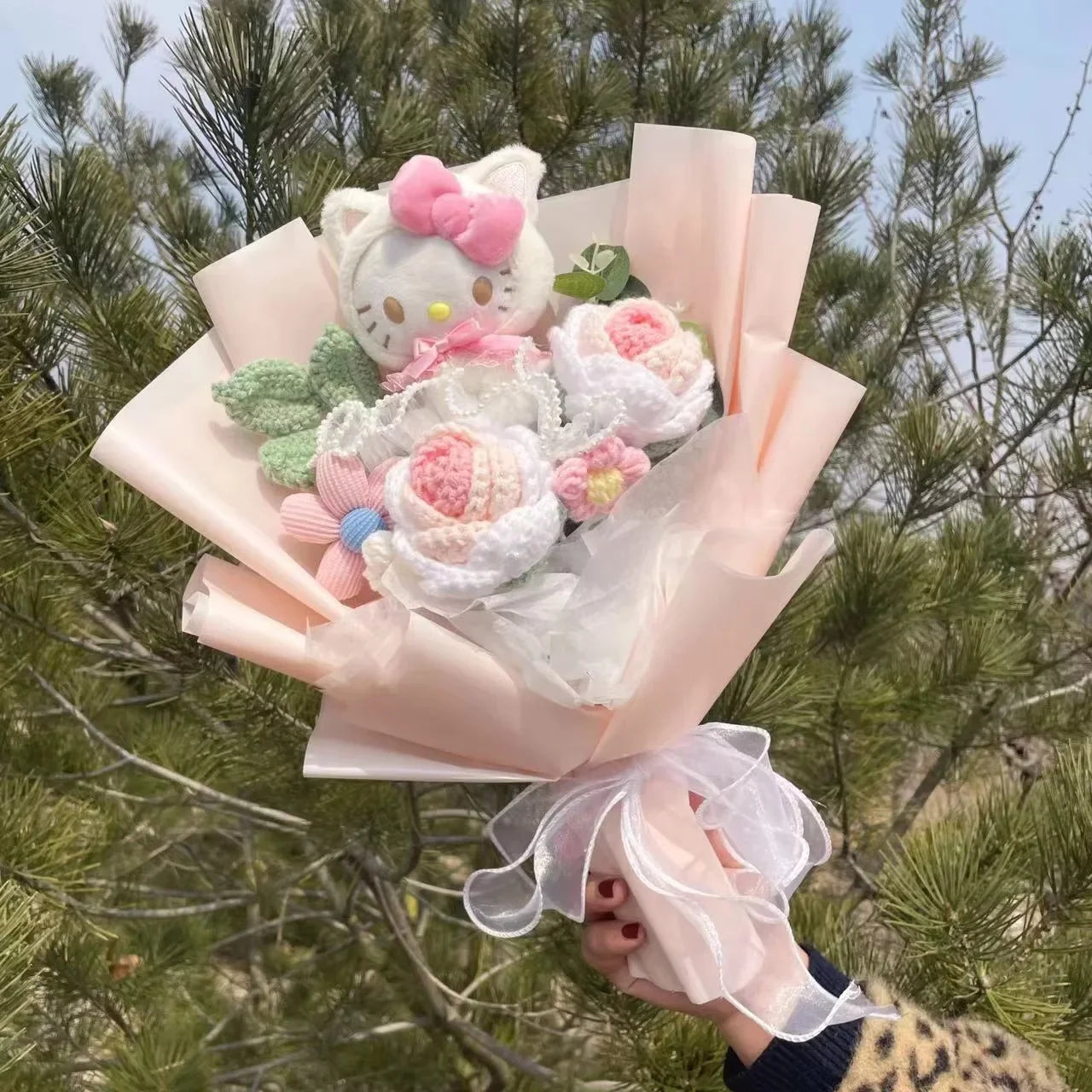 Plush Miss Kitty Stuffed Gift Flower Bouquet
